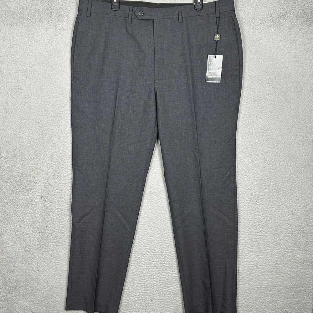 NEW Lauren Ralph Lauren Pants Men 40X32 Dress Charcoal Grey 100% Wool Flat Front